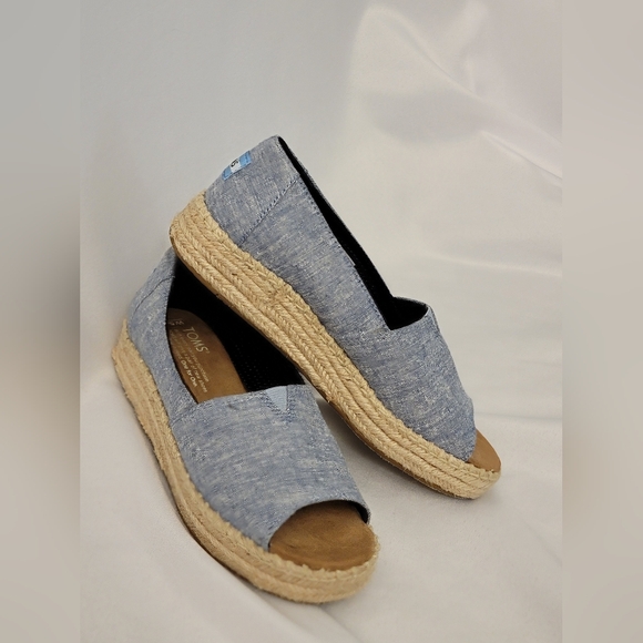 Toms Chambray Espadrille Flats Size 5.5 - Picture 3 of 12